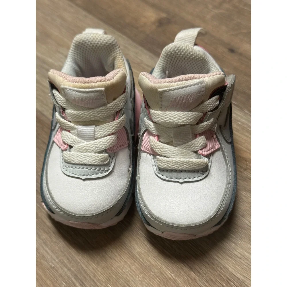 Nike Air Max 90 Tiny Toddler Shoes White Pink Black Size 2C